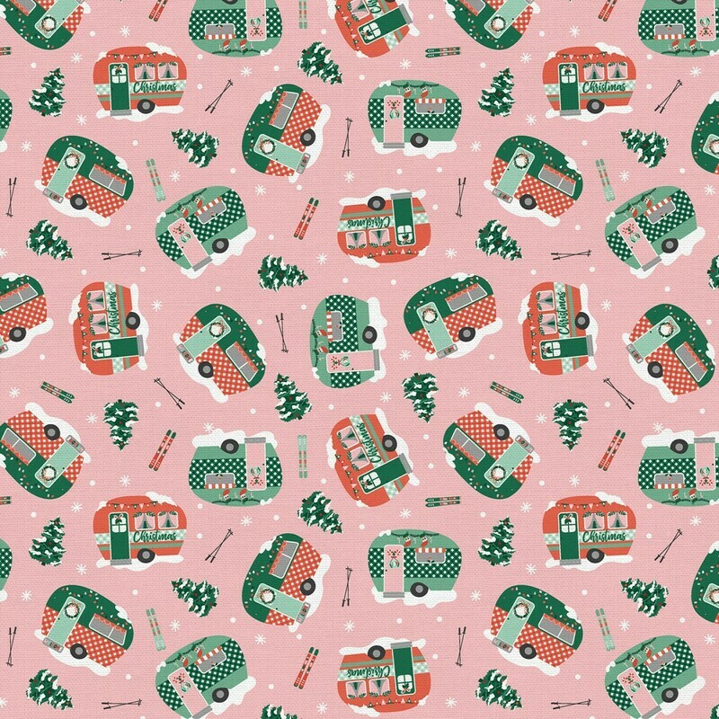 Christmas Caravans - Cotton - REMNANT 125 CM X 110 CM