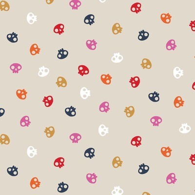 Halloween Skulls Grey - Cotton - From Fat Quarter