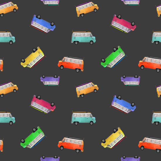 Vintage Campers Black - Cotton - By Metre