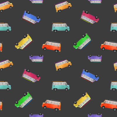 Vintage Campers Black - Cotton - From 0.5 Metre