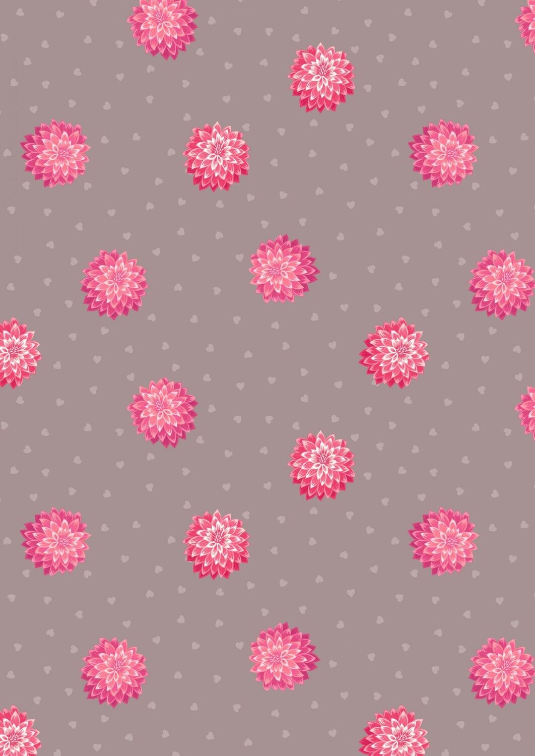 Dahlias Hearts Cappuccino - Cotton - By Metre