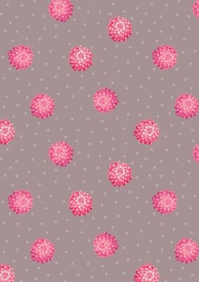 Dahlias Hearts Cappuccino - Cotton - By Metre