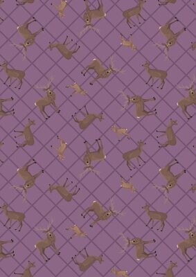 Highland Stags Check Purple - Cotton - END BOLT 280 CM X 110 CM