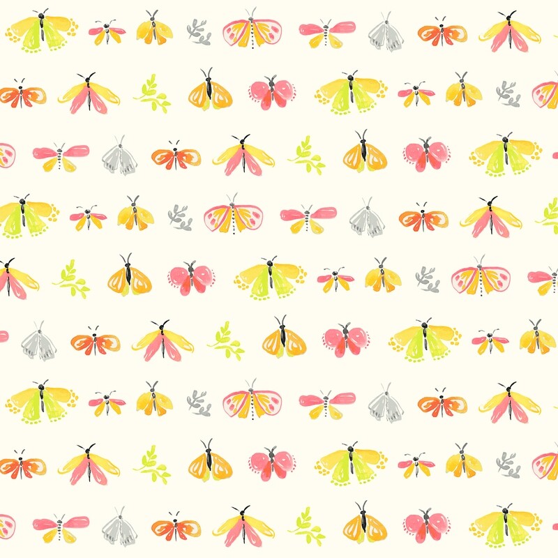 Butterflies Cream  - Cotton - By Metre