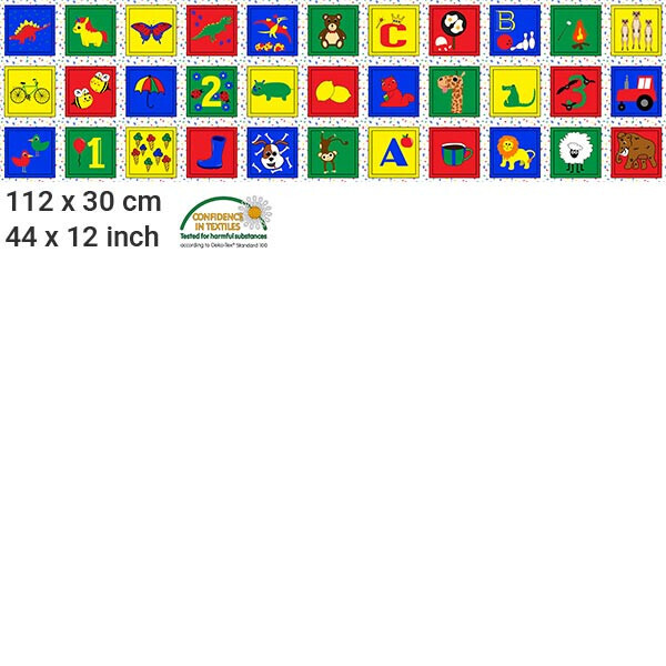 ABC 123 Bright blocks - Oeko-Tex Standard Cotton - 30 cm Panel - LAST ONE