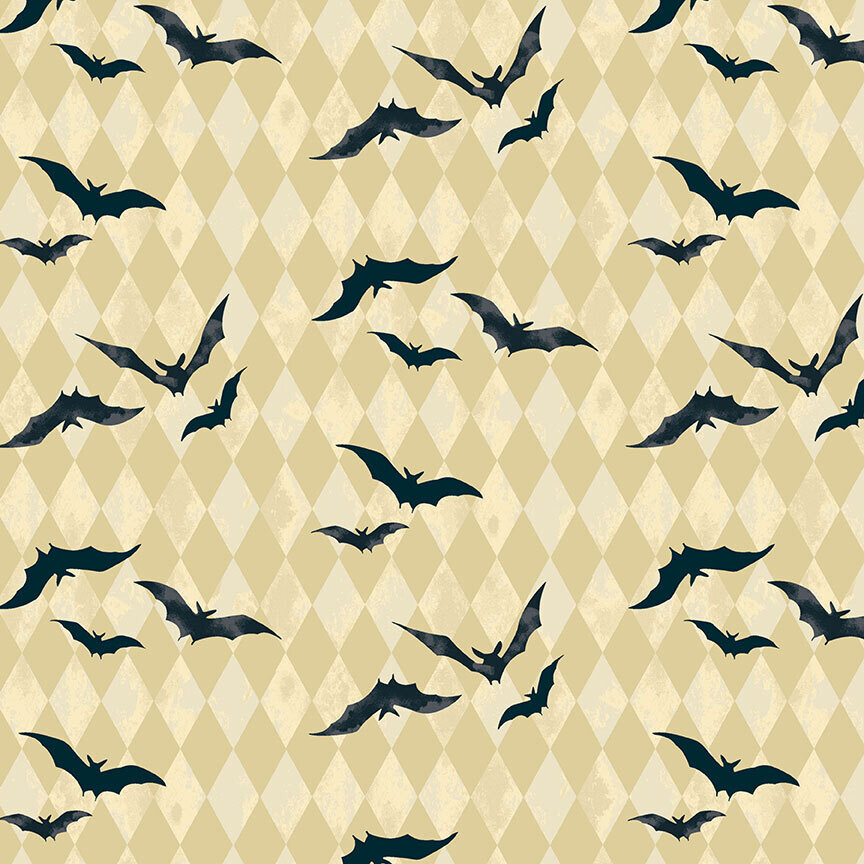 Bats Harlequins Cream - Cotton - By Metre