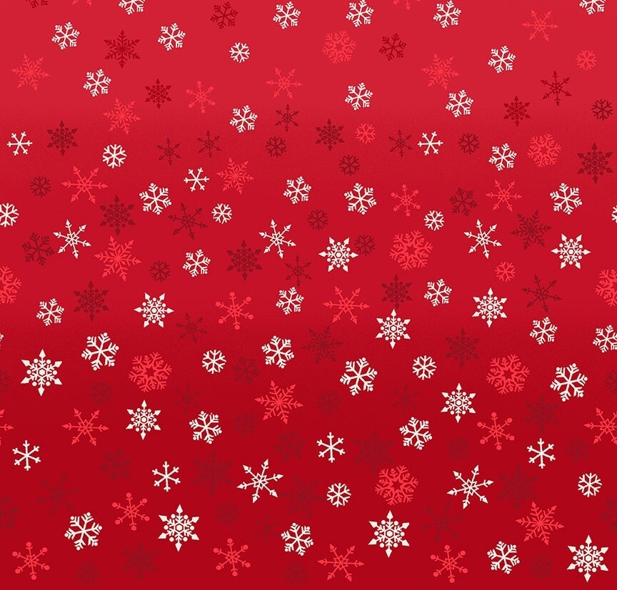 Ombre Snowflakes Red - Cotton - From 0.5 Metre