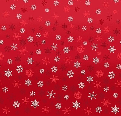 Ombre Snowflakes Red - Cotton - From 0.5 Metre