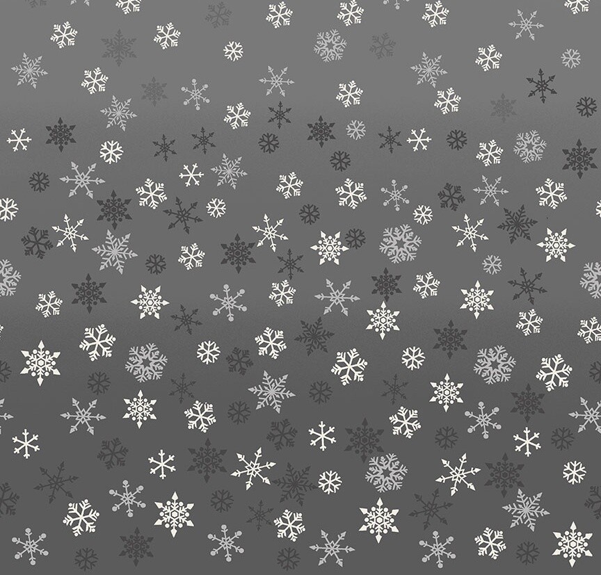 Ombre Snowflakes Grey - Cotton - From 0.5 Metre