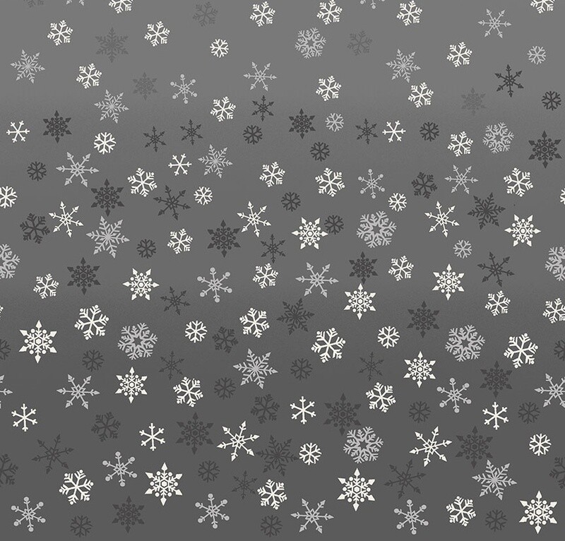 Ombre Snowflakes Grey - Cotton - By Metre
