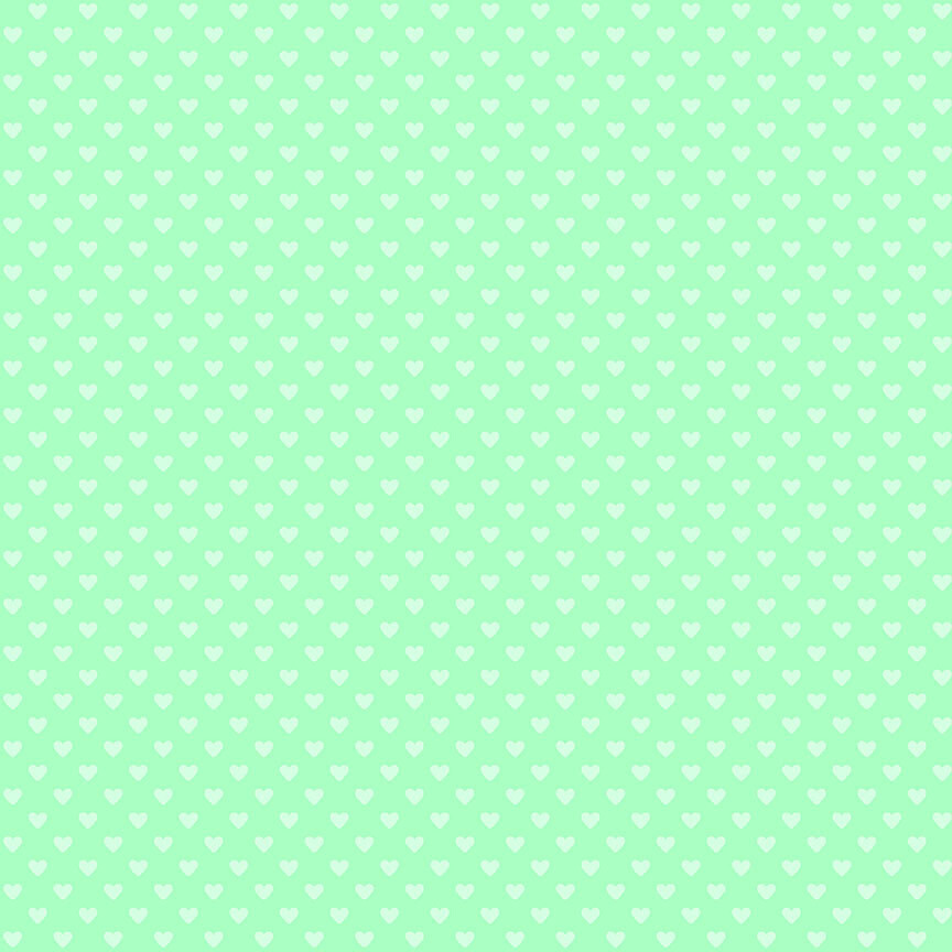 Hearts Green - Cotton - REMNANT 130 CM X 110 CM