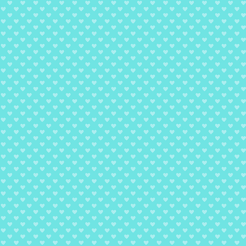 Hearts Teal - Cotton - REMNANT 180 CM X 110 CM