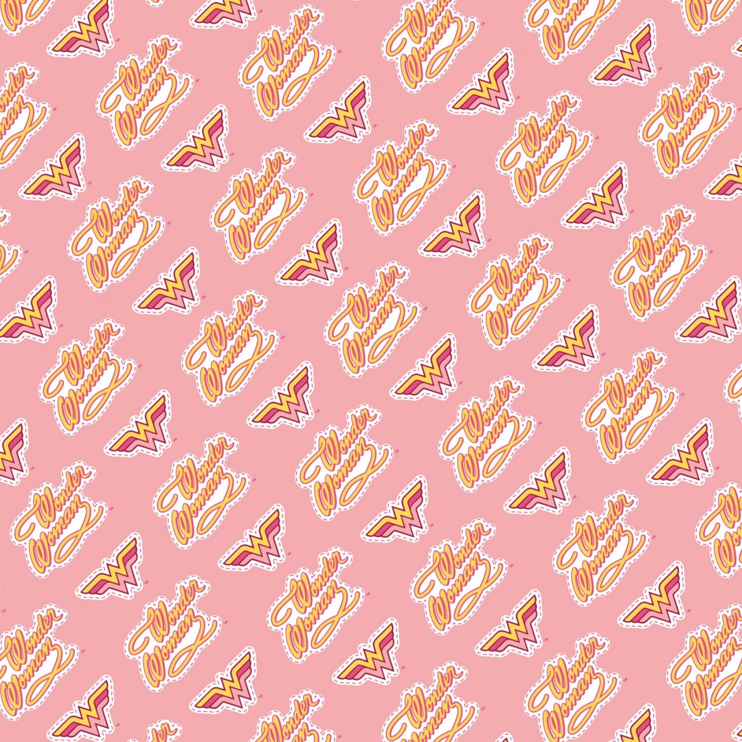 DC COMICS - Wonder Woman Logo Pink - Cotton - By Metre