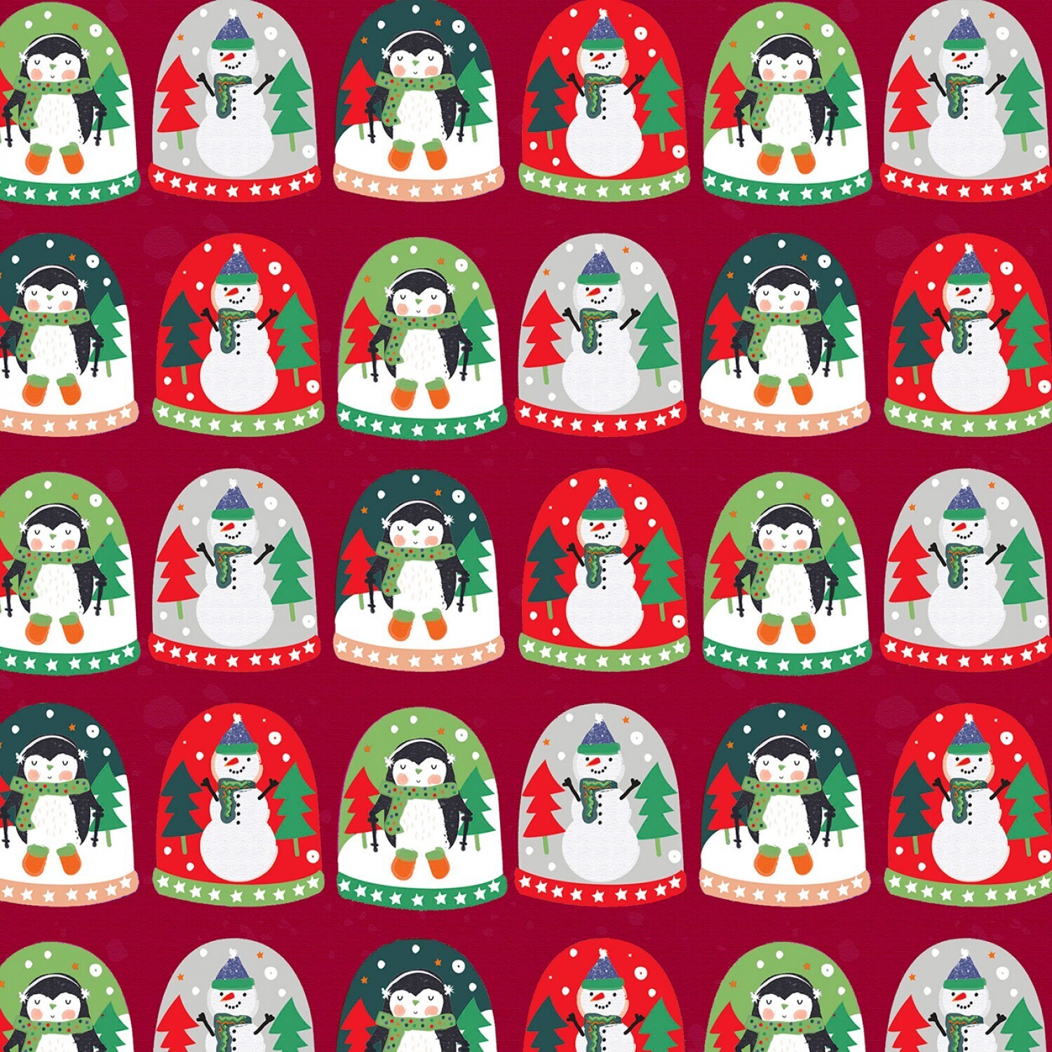 Snow Globes Red - Cotton -  From Fat Quarter