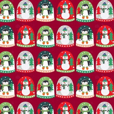 Snow Globes Red - Cotton -  From Fat Quarter