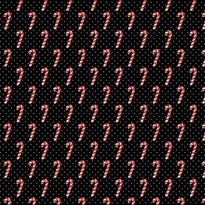 Candy Cane Black - Cotton - From Fat Quarter