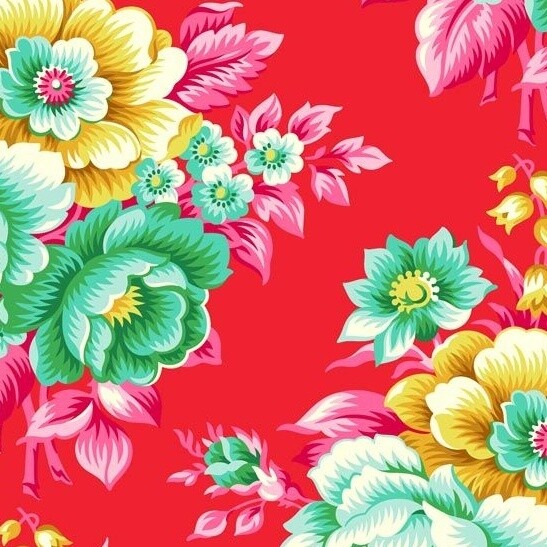 Floral Red - Cotton - From 0.5 Metre
