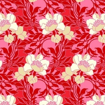 Floral Pink/Red - Cotton - From 0.5 Metre