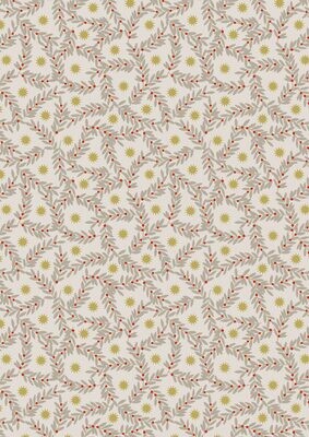 Winter Berries Stars Natural with Gold Metallic - Cotton - From Fat Quarter