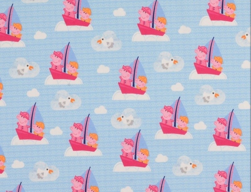 Peppa Pig Boats Blue - Cotton - Oeko-Tex Standard 100 - END BOLT 270 CM X 140 CM