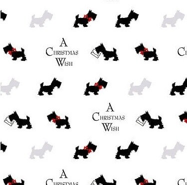 A Dogs Christmas Wish White - Cotton - REMNANT 210 CM X 110 CM