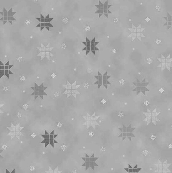 Scandi Snowflakes Geometric Grey Metallic - Cotton - Oeko-Tex Standard - From Fat Quarter