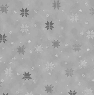 Scandi Snowflakes Geometric Grey Metallic - Cotton - Oeko-Tex Standard - From Fat Quarter