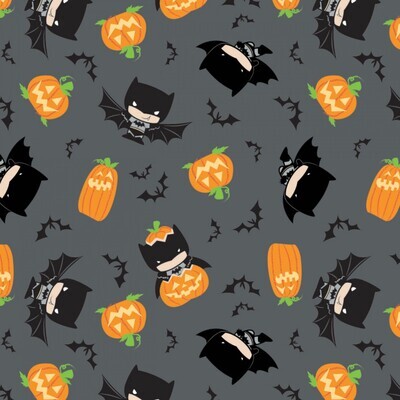 DC COMICS - Batman Halloween Grey - Cotton - From Fat Quarter
