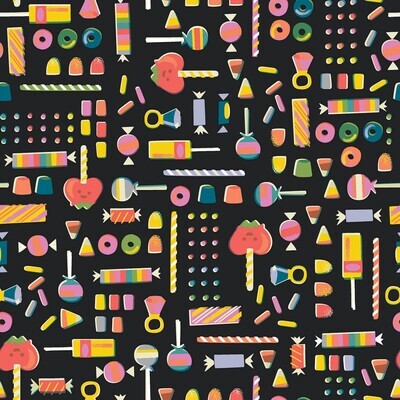 Sweets Candy Black - Cotton - From 0.5 Metre