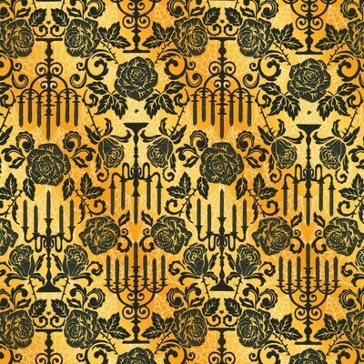 Halloween Roses Damask Orange - Cotton - From 0.5 Metre