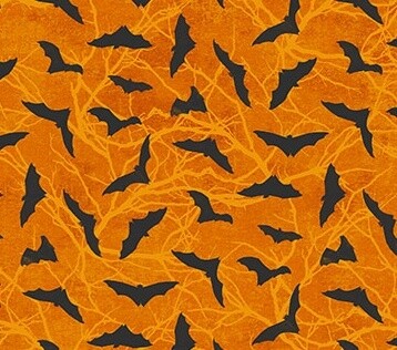 Halloween Bats Orange - Cotton - From 0.5 Metre