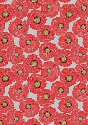 Poppy Heads Grey - Cotton - From Fat Quarter
