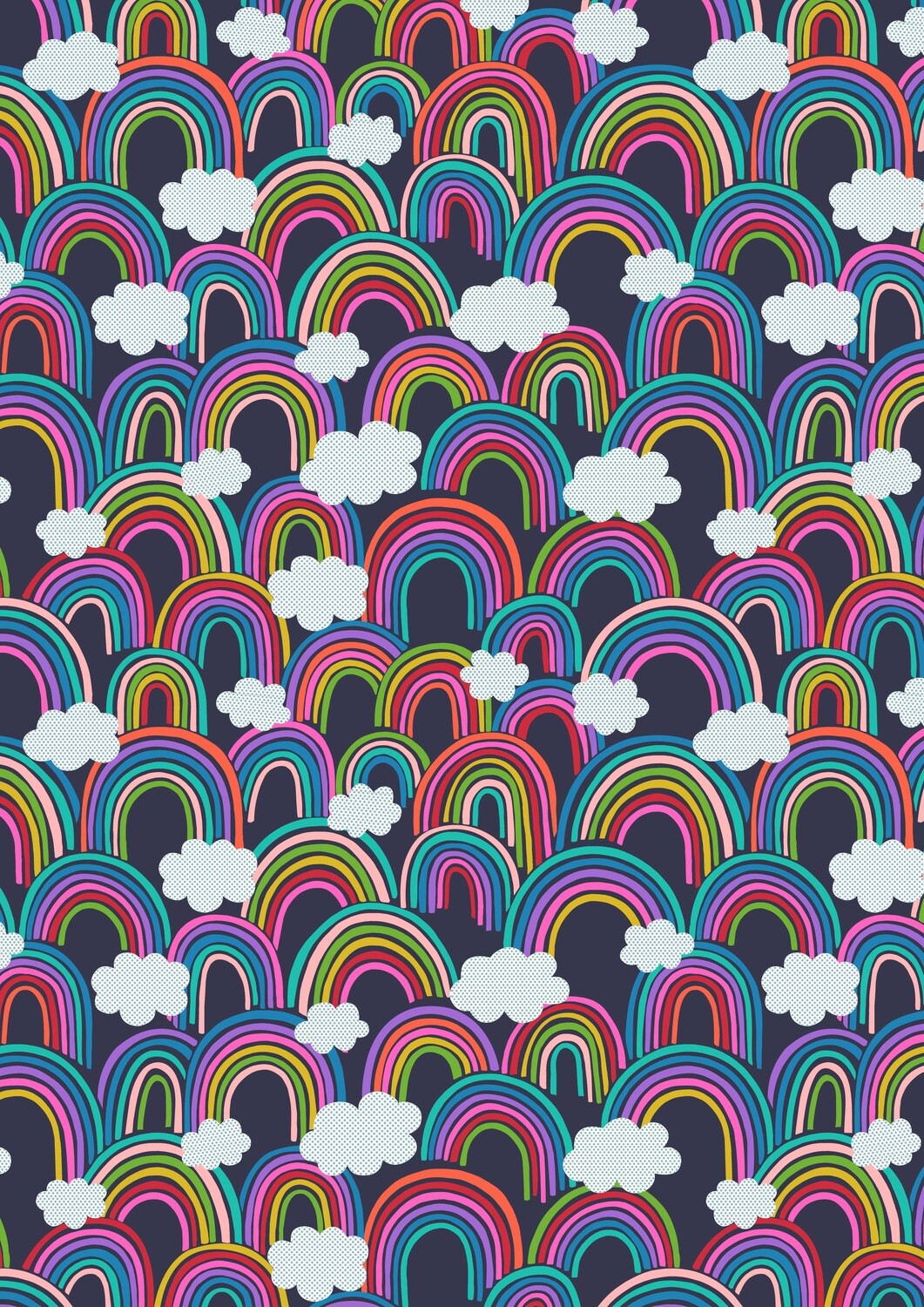 All Over Rainbow Navy - Cotton - From Fat Quarter
