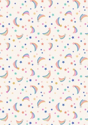 Rainbow Shooting Stars Cream - Cotton - From 0.5 Metre