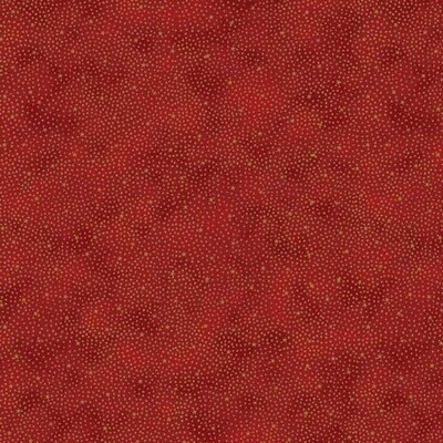 Scandi Christmas Star Spots Red Metallic - Cotton - Oeko-Tex Standard - From Fat Quarter
