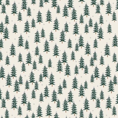 Fir Trees Silver Christmas - By Rifle Paper Co for Cotton & Steel - Cotton - END BOLT 80 cm x 110 cm