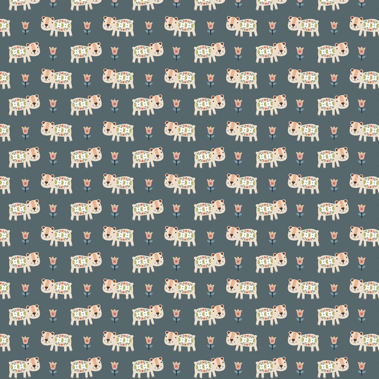Nordic Bears - Cotton - REMNANT 175 CM X 110 CM