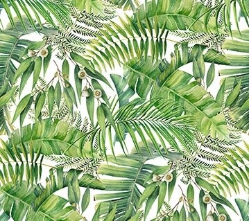 Palms White - Cotton - By Metre