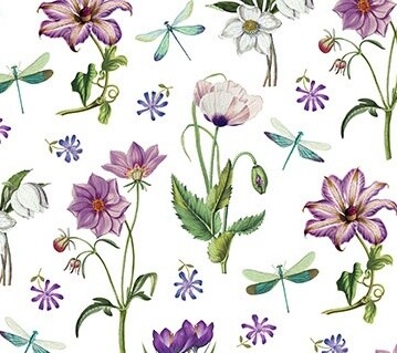Wild Flowers Scatter White - Cotton - From 0.5 Metre