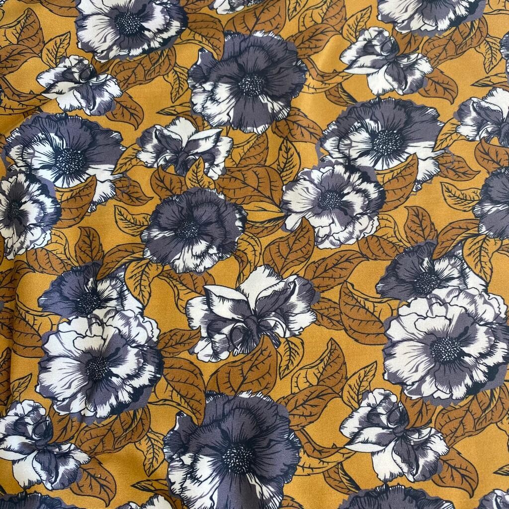 Floral Mustard - Viscose Dress Fabric - END BOLT 135 cm x 145 cm