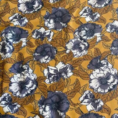 Floral Mustard - Viscose Dress Fabric - END BOLT 135 cm x 145 cm