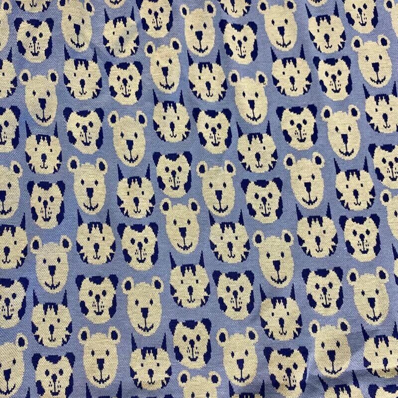 Animal Faces Blue - Jacquard Knit  - Oeko-Tex Standard 100 - From 0.5 Metre