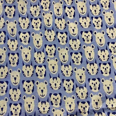 Animal Faces Blue - Jacquard Knit  - Oeko-Tex Standard 100 - From 0.5 Metre