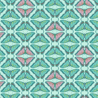 Butterflies Blue  - Cotton - REMNANT 125 CM X 110 CM