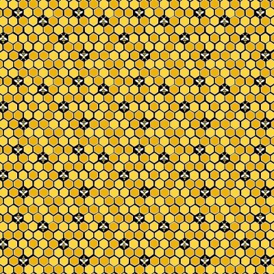 Honeycomb Black Yellow - Cotton - END BOLT 32 cm x 110 cm