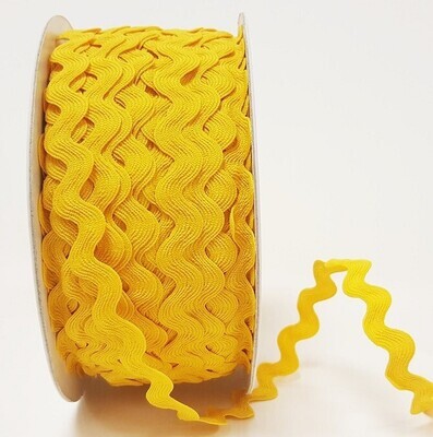 Ric Rac - Yellow - LARGE 13 mm - By Metre