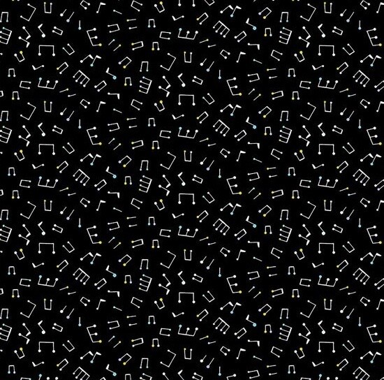 Music Notes Black - Cotton - From 0.5 Metre