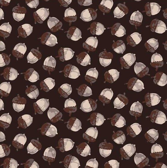 Acorns Brown - Martha Negley for Freespirit - Cotton - REMNANT 90 CM X 110 CM