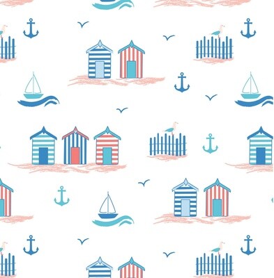 Beach Huts - Cotton - From 0.5 Metre