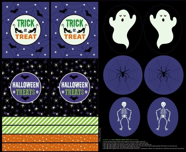 Treat Bag -  GLOW IN THE DARK - Cotton - Cut out &amp; Sew -  Panel